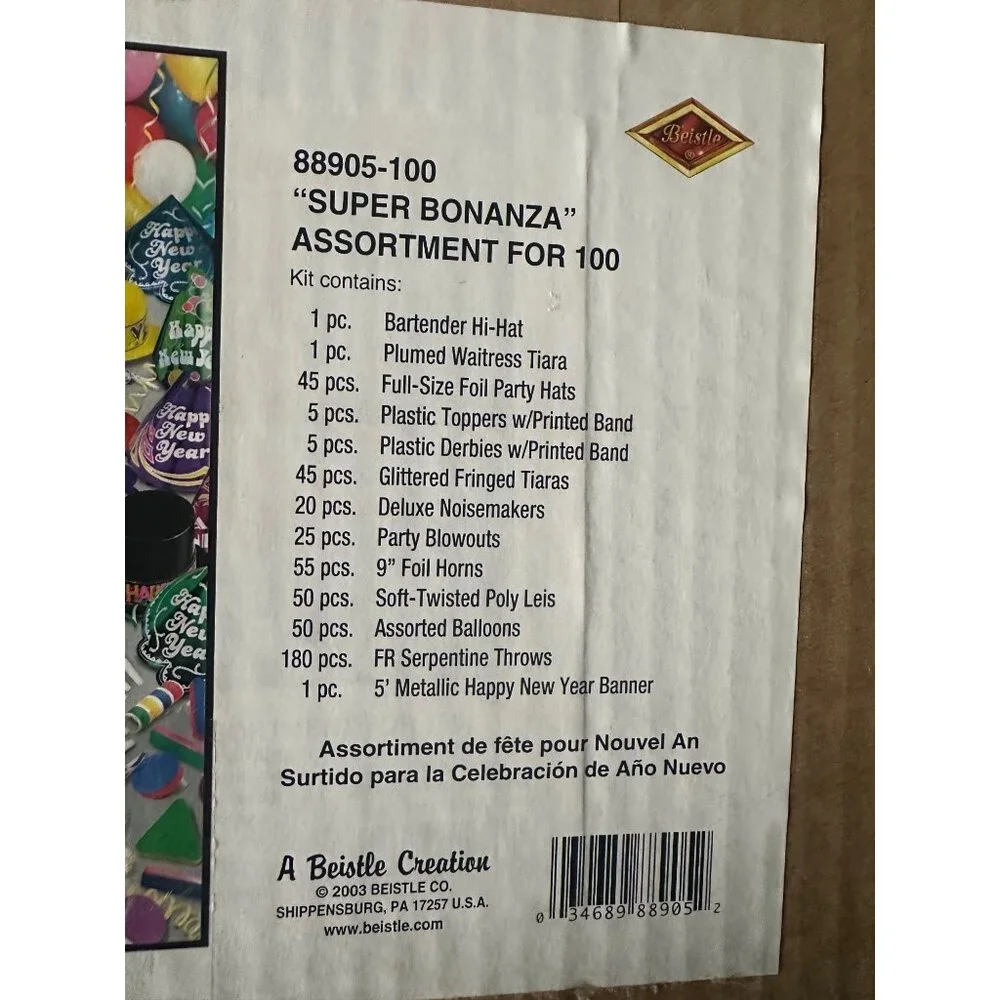 New Years Party Favor Kit for 100 Guests Beistle Super Bonanza Assortment